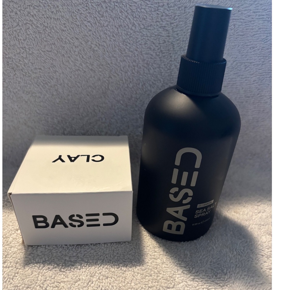 Based Bodyworks Santal Sea Salt Spray 8.5oz and Based Clay 3oz Hair Styling Set